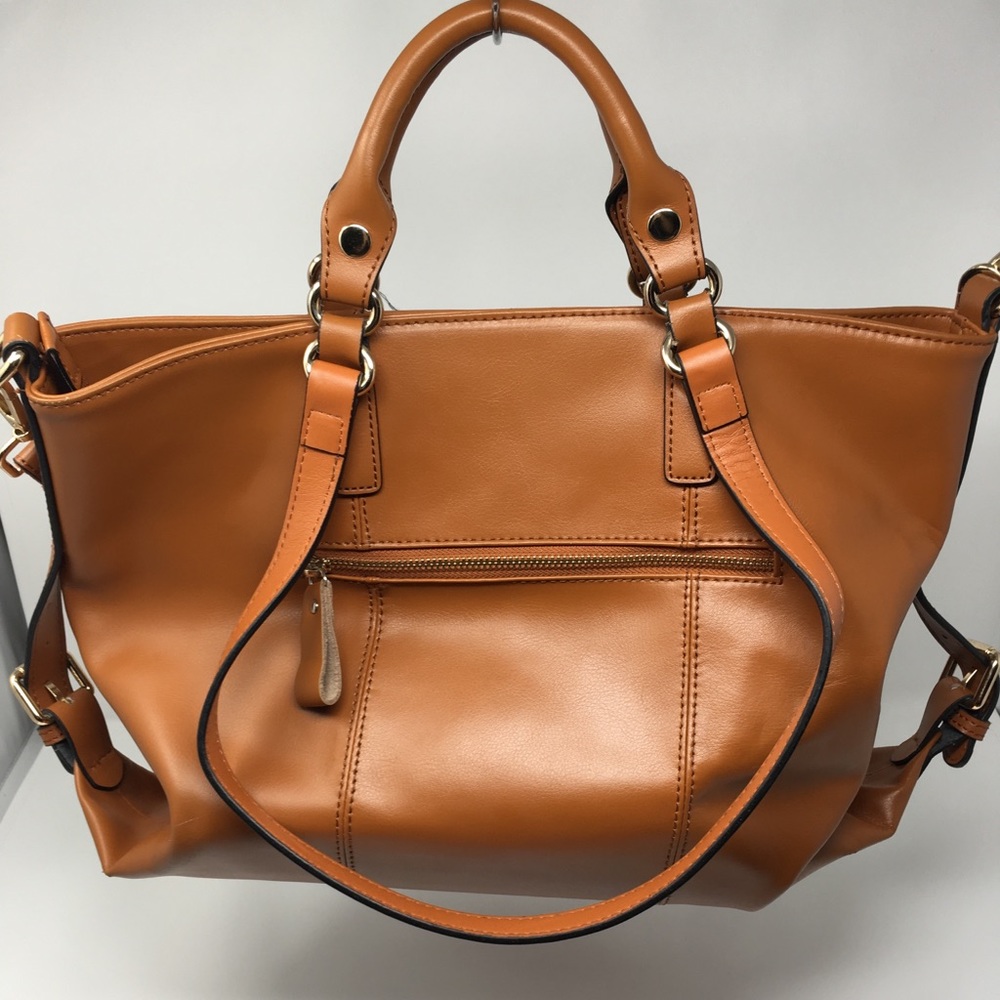 Kattee Leather Shoulder Bag wSide Zipper and Strap